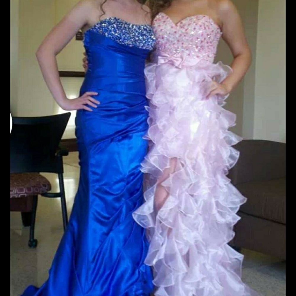 PINK Sherri Hill High-Low Frill Prom Dress